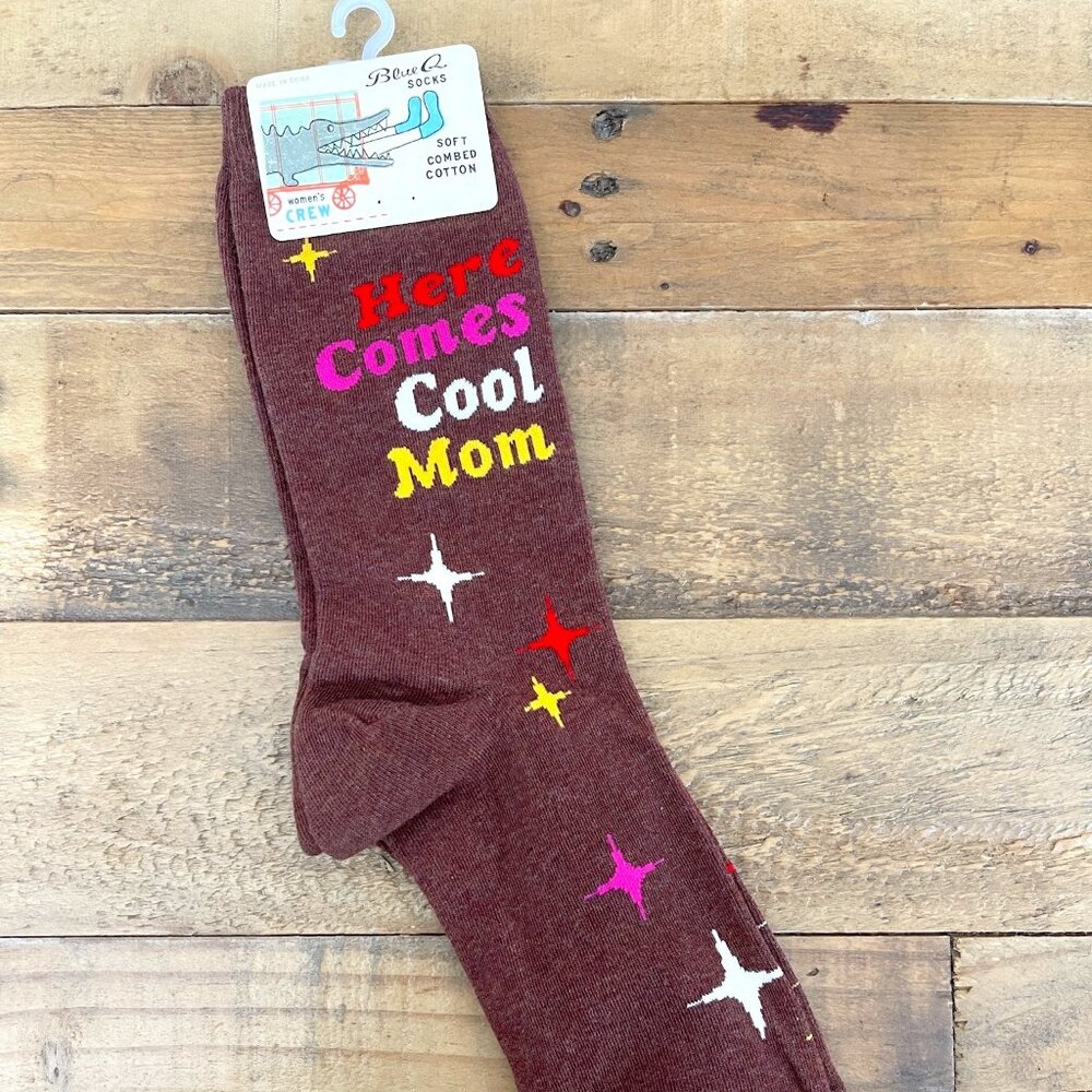 NWT Blue Q Women's Crew Socks - Here Comes Cool Mom [US Women's Size 5-10]